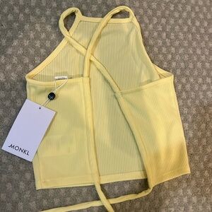 Monkl Yellow Ribbed Cropped Tank